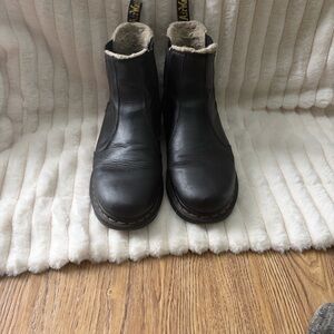 Dr. Martens Black Leather Men's Boots with Tan Lining